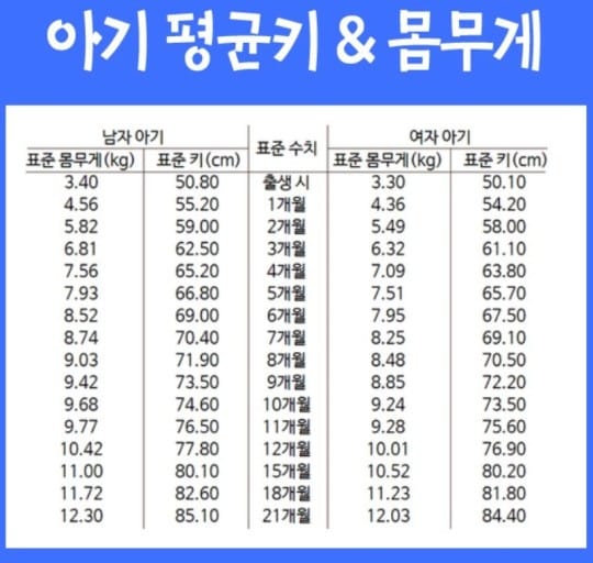 아기몸무게표