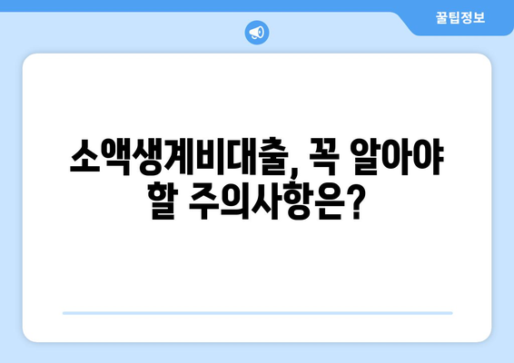 소액생계비대출: 알아두면 좋은 내용
